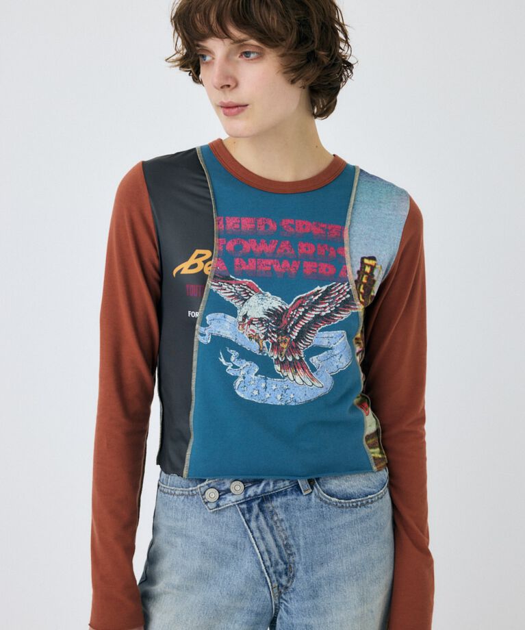 MOUSSY「REMAKE TINY ロンT」|Tシャツ・カットソー|BRN
