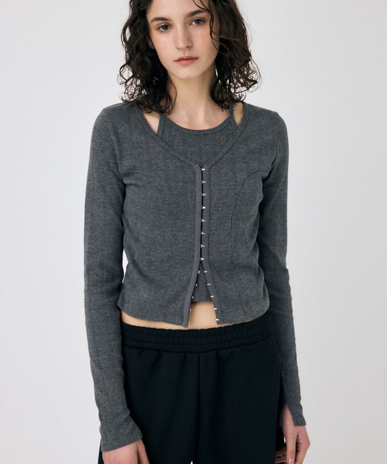 MOUSSY「LAYERED 2WAY カーディガン」|Tシャツ・カットソー|C.GRY