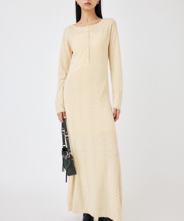 MOUSSY「POINTELLE マキシドレス」|ワンピース|ECRU