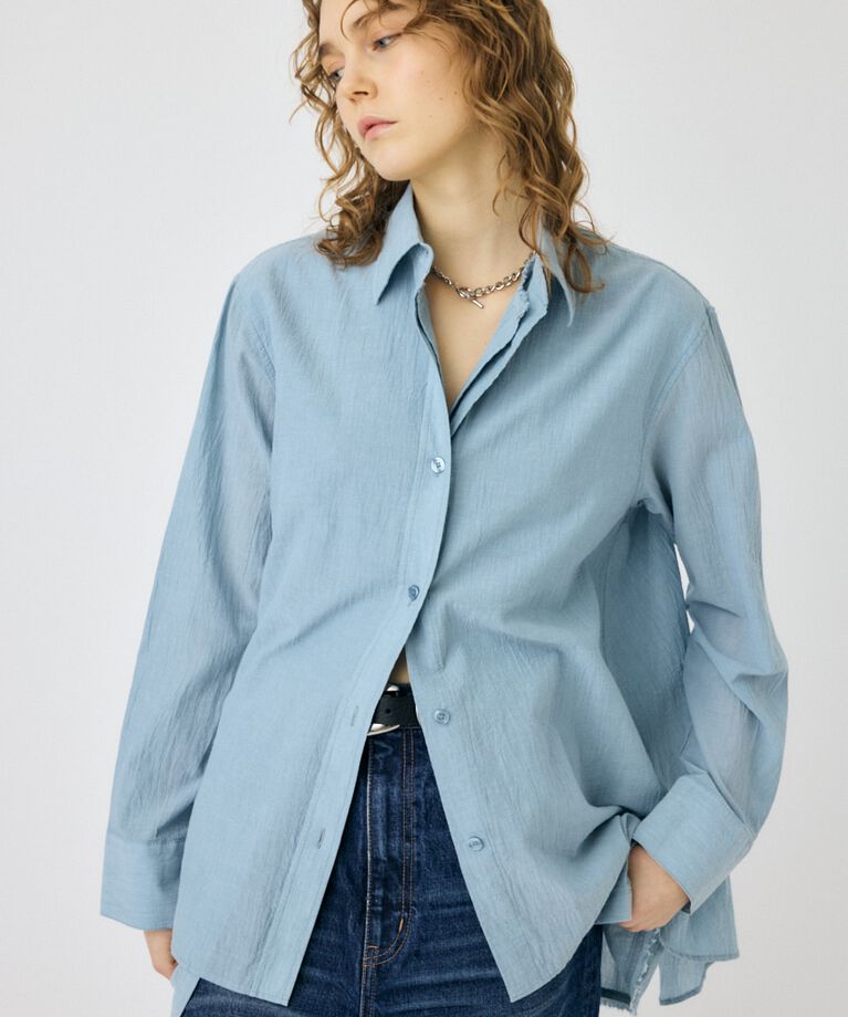 MOUSSY「LAYERED OVER シャツ」|シャツ・ブラウス|L/BLU1