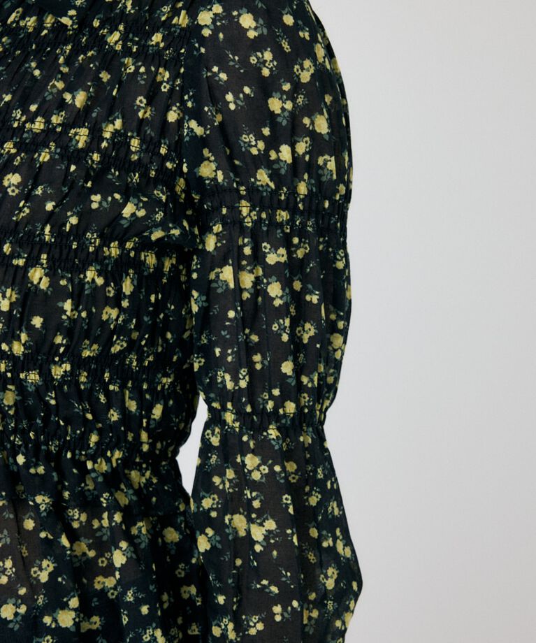 MOUSSY「SHIRRING FLORAL フィットシャツ」|シャツ・ブラウス|