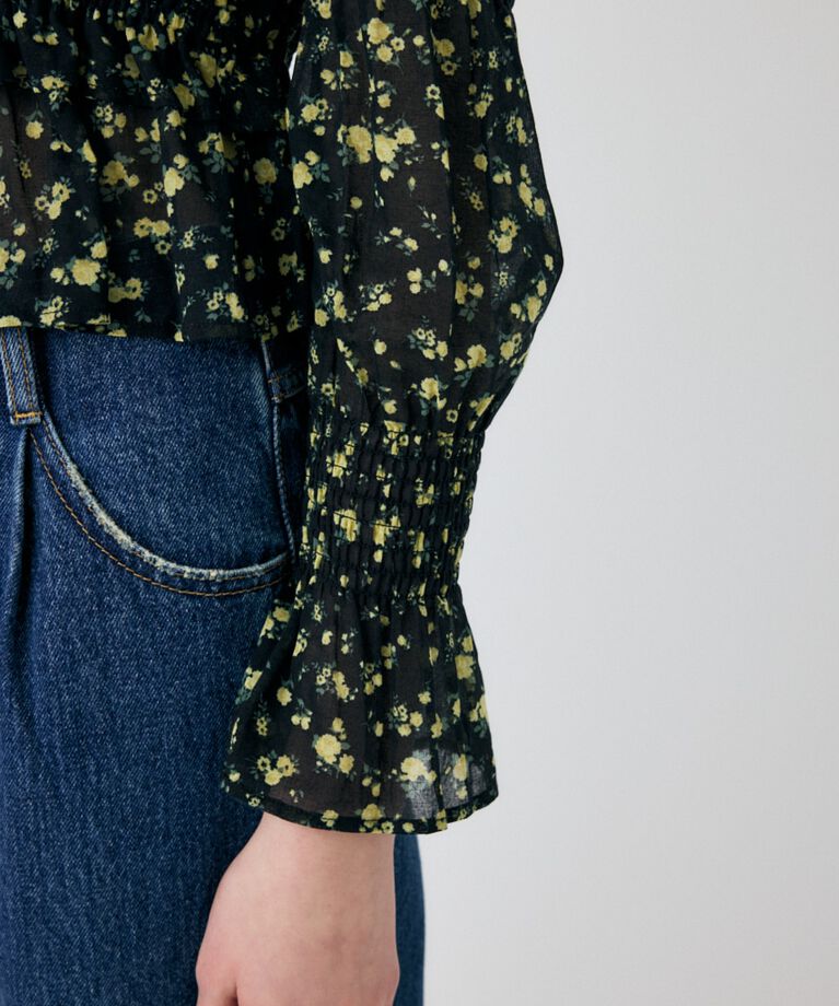 MOUSSY「SHIRRING FLORAL フィットシャツ」|シャツ・ブラウス|