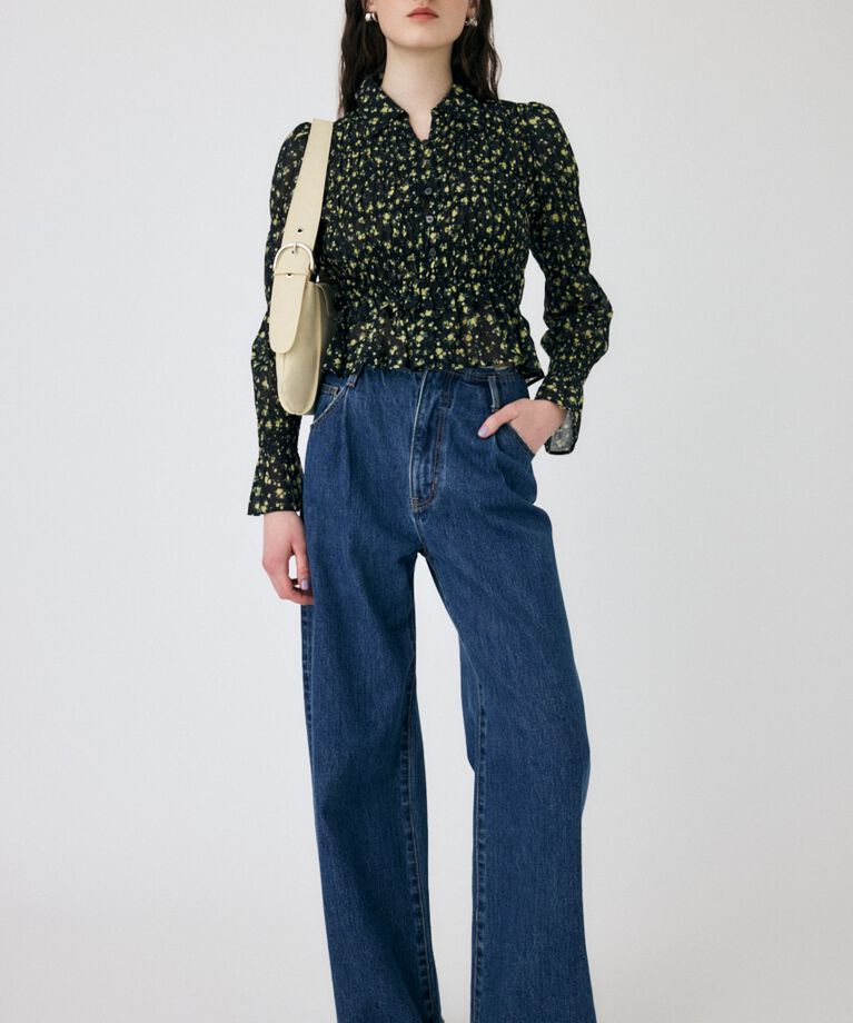 MOUSSY「SHIRRING FLORAL フィットシャツ」|シャツ・ブラウス|