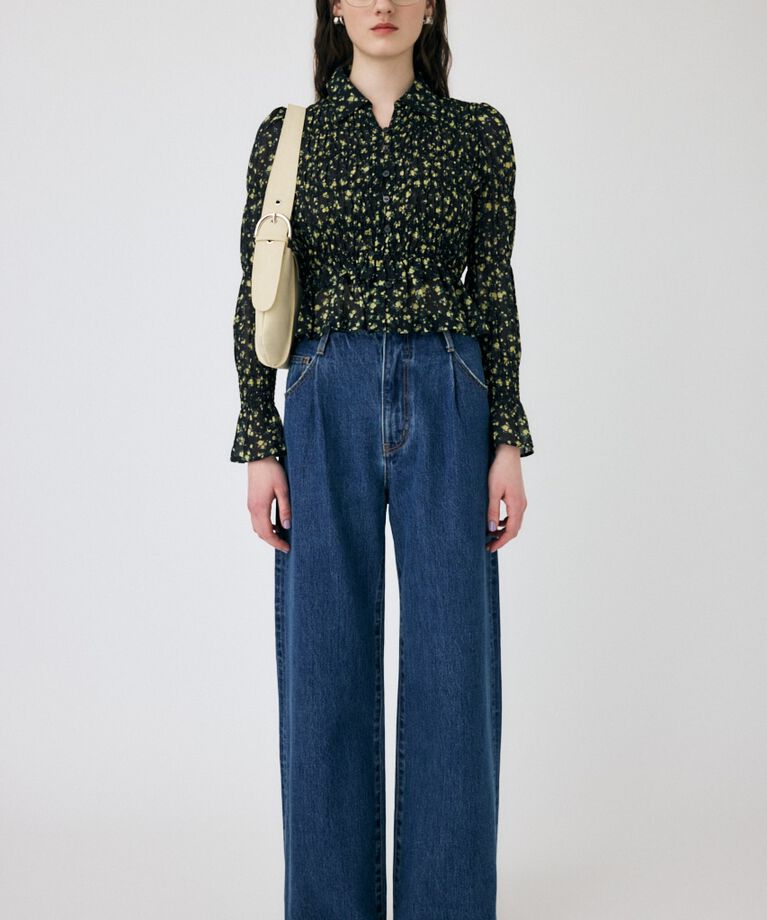 MOUSSY「SHIRRING FLORAL フィットシャツ」|シャツ・ブラウス|