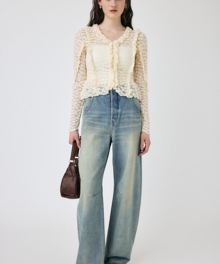 MOUSSY「RUFFLE DETAIL LACE トップス」|Tシャツ・カットソー|