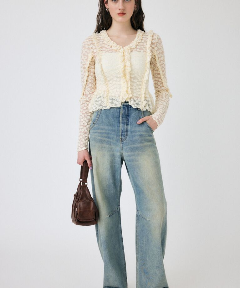 MOUSSY「RUFFLE DETAIL LACE トップス」|Tシャツ・カットソー|