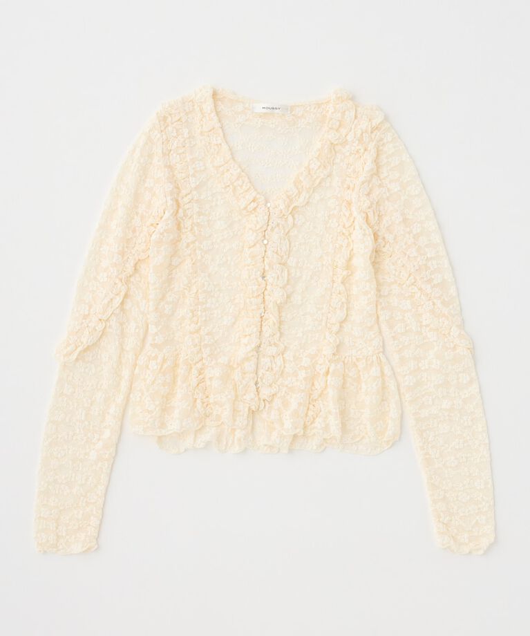 MOUSSY「RUFFLE DETAIL LACE トップス」|Tシャツ・カットソー|
