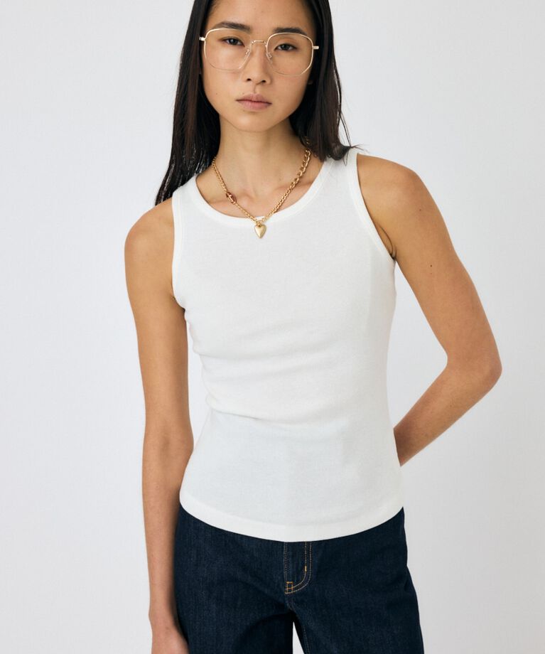 MOUSSY「BASIC RIB タンクトップ」|タンクトップ|WHT