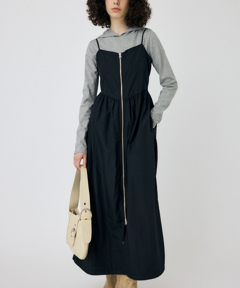 MOUSSY「FRONT ZIP NYLON キャミドレス」|ワンピース|