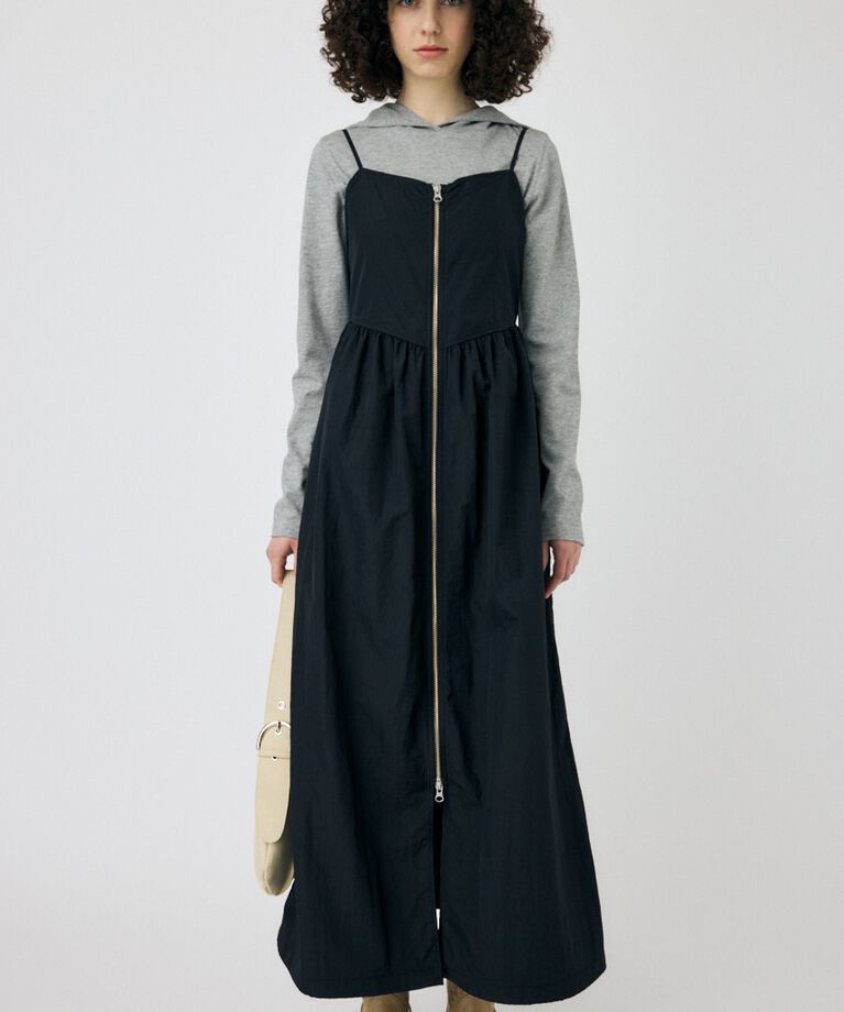 MOUSSY「FRONT ZIP NYLON キャミドレス」|ワンピース|