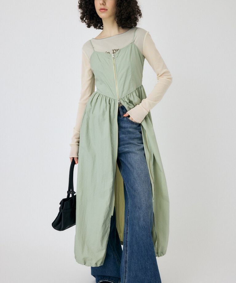 MOUSSY「FRONT ZIP NYLON キャミドレス」|ワンピース|