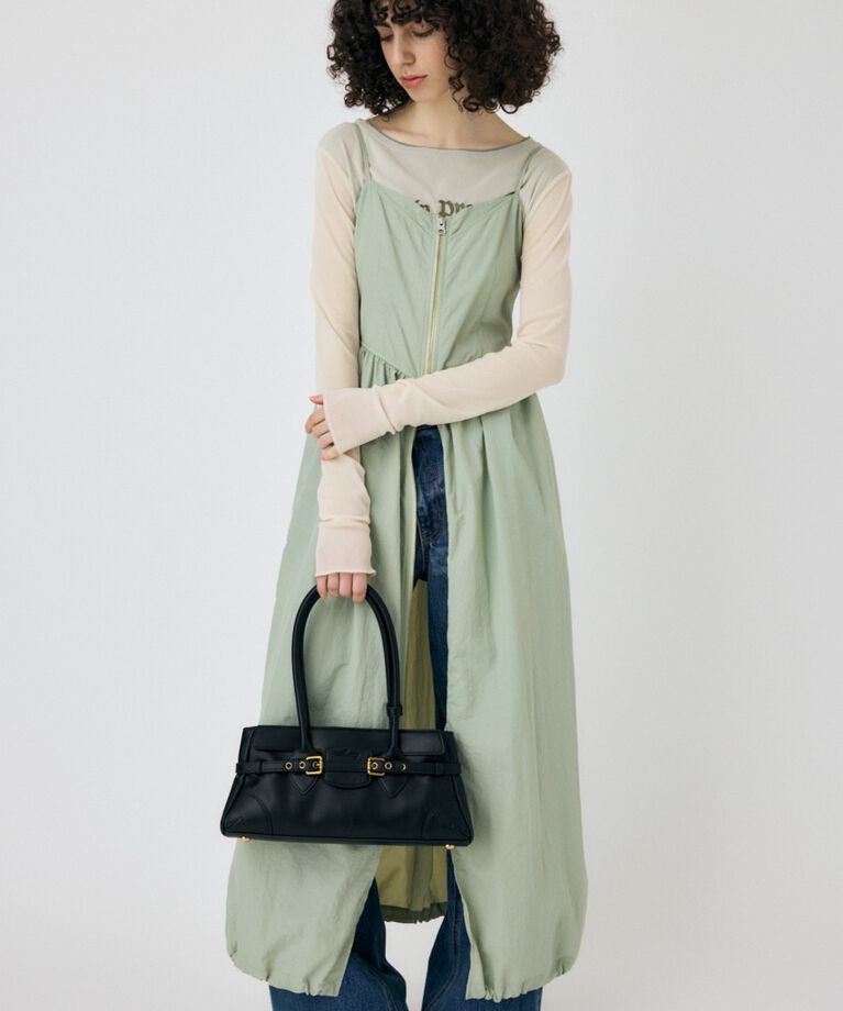 MOUSSY「FRONT ZIP NYLON キャミドレス」|ワンピース|