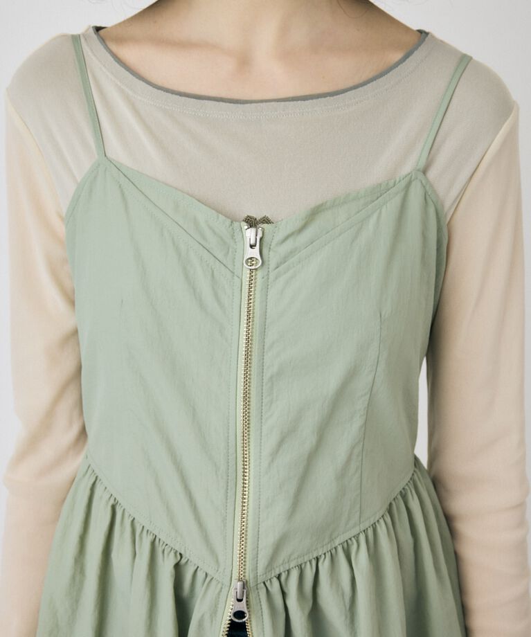 MOUSSY「FRONT ZIP NYLON キャミドレス」|ワンピース|