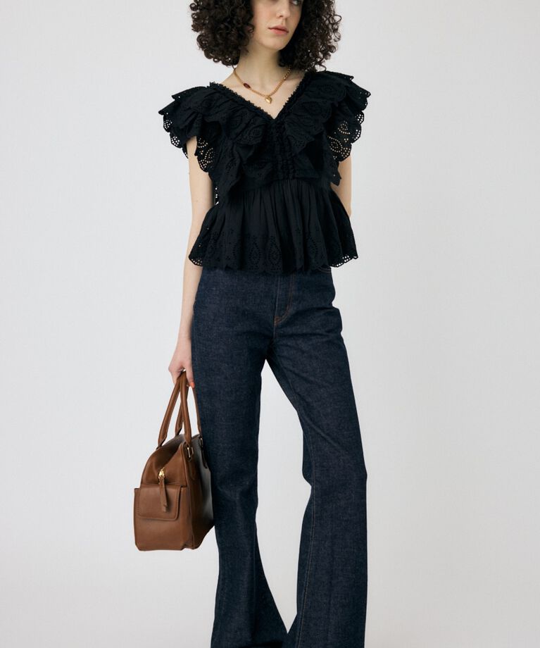 MOUSSY「EYELET CAPSLEEVE ブラウス」|シャツ・ブラウス|