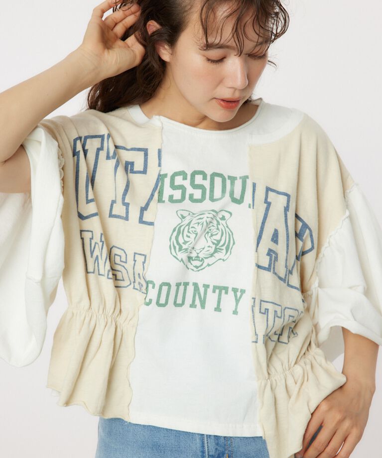RODEO CROWNS「ドッキングカレッジトップス」|Tシャツ・カットソー|O/WHT1