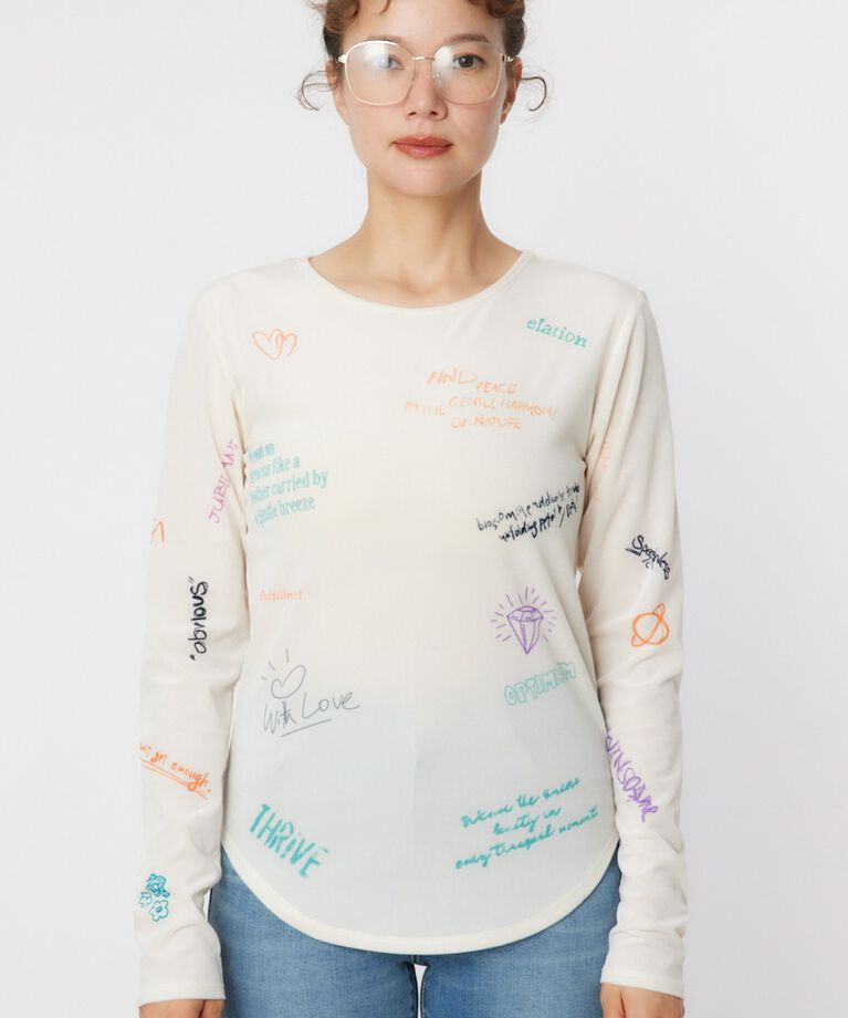 RODEO CROWNS「Brushedテキストシアートップス」|Tシャツ・カットソー|