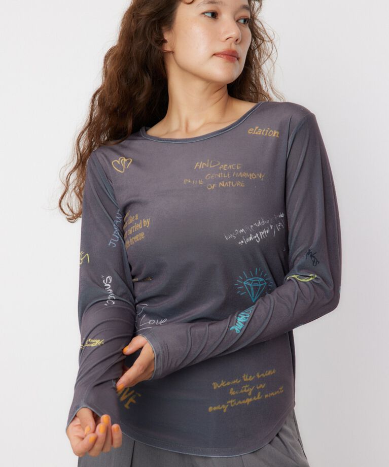 RODEO CROWNS「Brushedテキストシアートップス」|Tシャツ・カットソー|