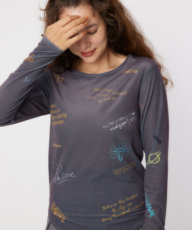 RODEO CROWNS「Brushedテキストシアートップス」|Tシャツ・カットソー|