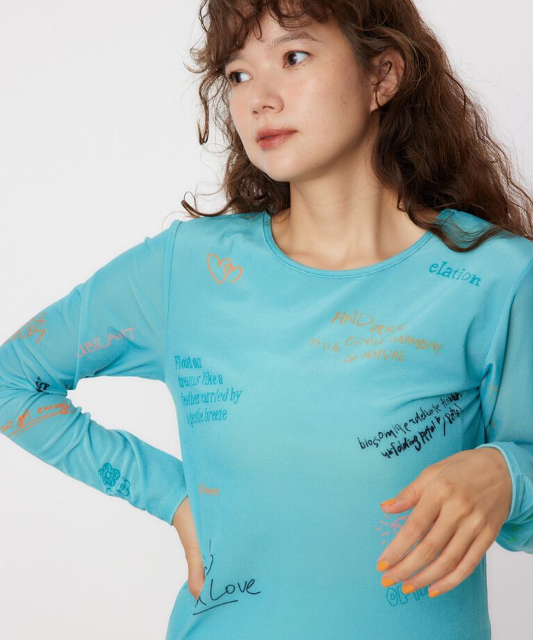 RODEO CROWNS「Brushedテキストシアートップス」|Tシャツ・カットソー|