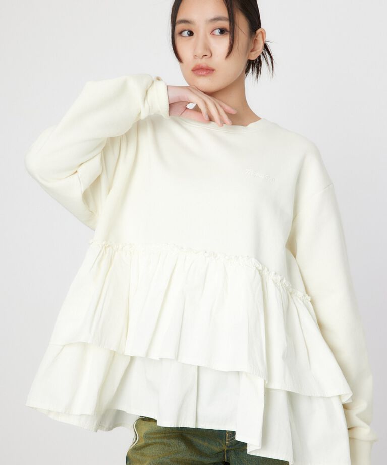 RODEO CROWNS「ピグメント布帛ドッキングトップス」|Tシャツ・カットソー|