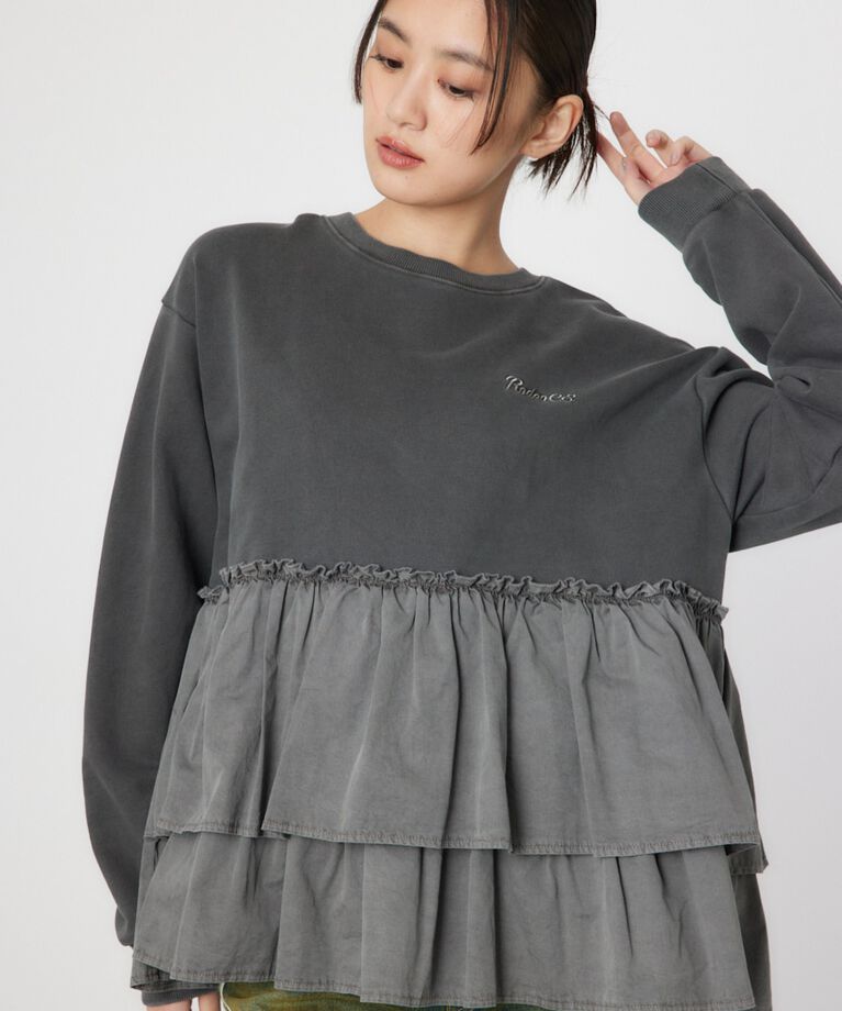 RODEO CROWNS「ピグメント布帛ドッキングトップス」|Tシャツ・カットソー|L/BLK1