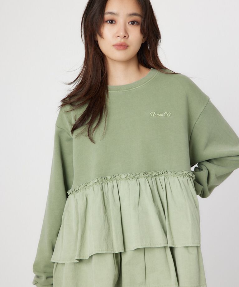 RODEO CROWNS「ピグメント布帛ドッキングトップス」|Tシャツ・カットソー|