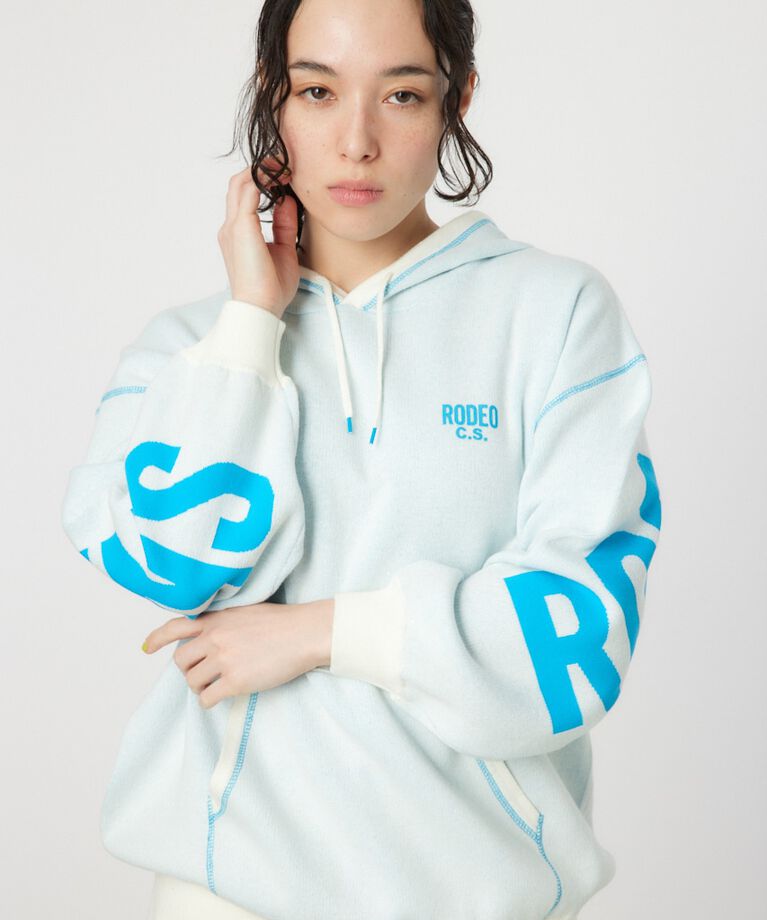 RODEO CROWNS「スウェットライクバックロゴニットフーディー」|ニット・セーター|O/WHT1