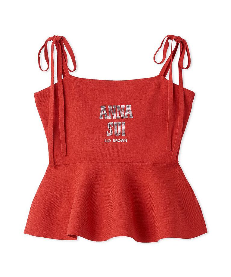 LILY BROWN「【WEB限定カラー】【LILY BROWN × ANNA SUI】ペプラムトップス」|ニット・セーター|RED