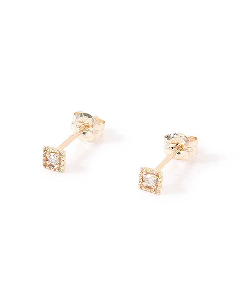 JUPITER「【K10】ダイヤモンドスクエアピアス」|ピアス|ゴールド