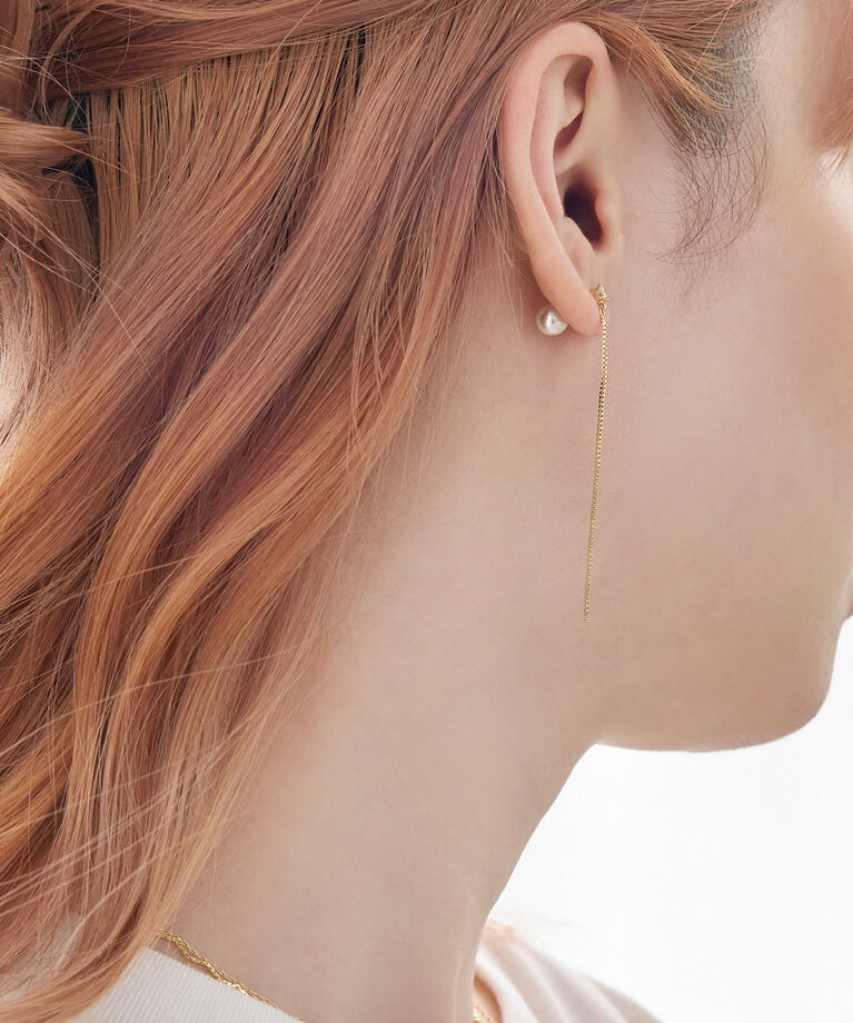Phoebe「2wayベーシックパールバックキャッチピアス　ゴールド」|ピアス|