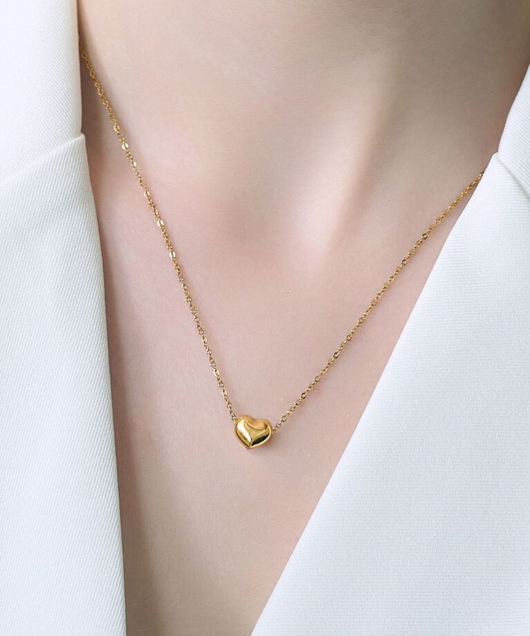 Phoebe「【金属アレルギー対応】ハートプランパーネックレス/サージカルステンレス」|ネックレス|ゴールド
