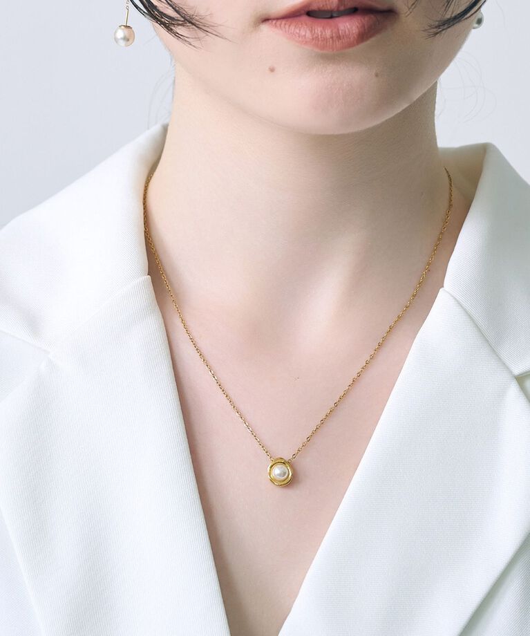 Phoebe「【金属アレルギー対応】ニュアンスワントップパールネックレス/サージカルステンレス」|ネックレス|ゴールド