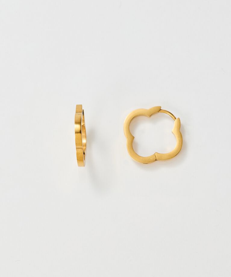 Phoebe「【金属アレルギー対応】フラワーワンタッチフープピアス　ゴールド/サージカルステンレス」|ピアス|
