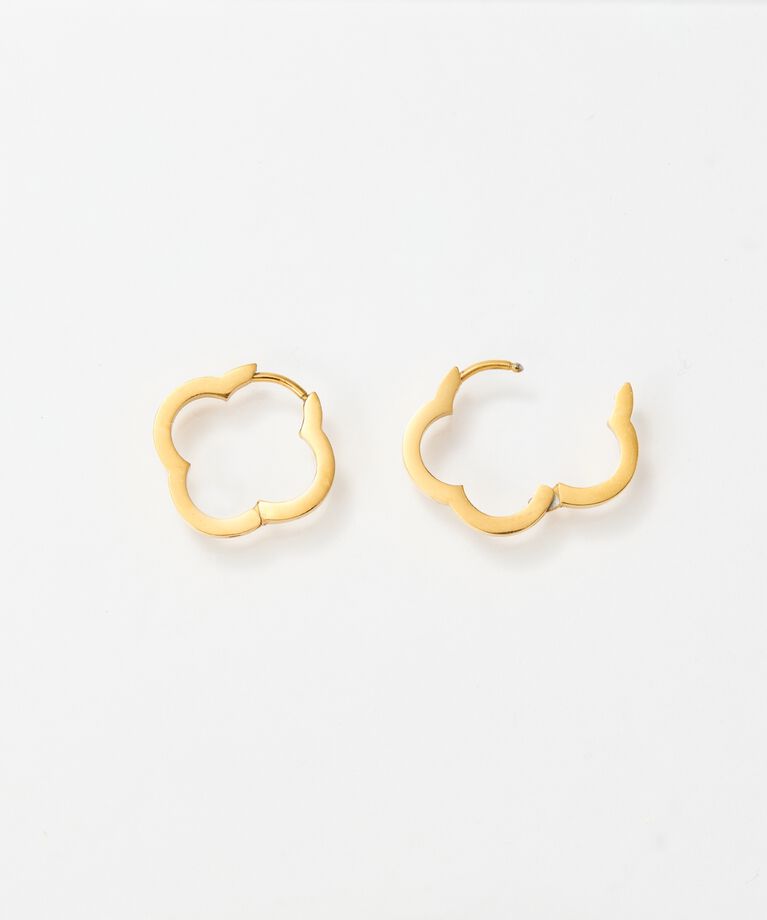Phoebe「【金属アレルギー対応】フラワーワンタッチフープピアス　ゴールド/サージカルステンレス」|ピアス|