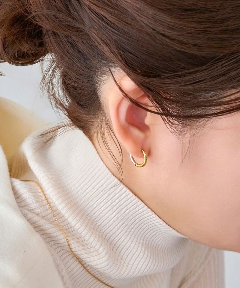 Phoebe「【金属アレルギー対応】ワンタッチメタルコンビピアス/サージカルステンレス」|ピアス|マルチ1