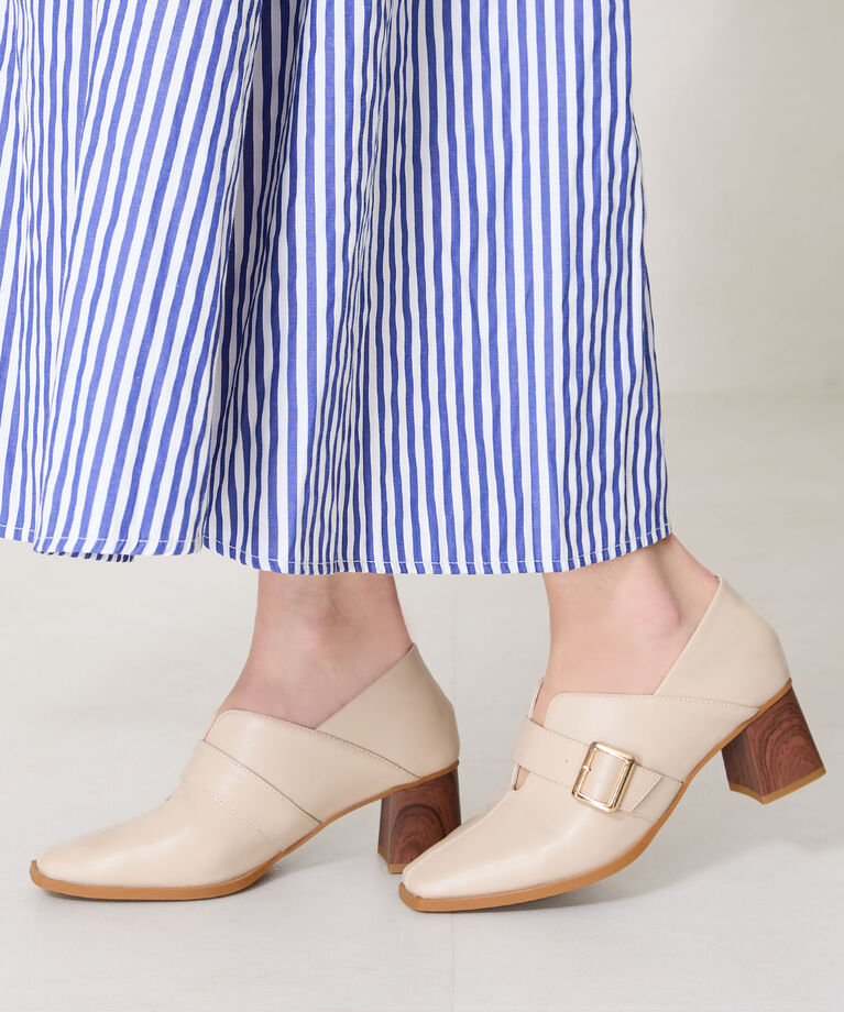 ORiental TRaffic「●2025春夏新作●ウッドヒールベルトパンプス/51103 パンプス トレンド」|パンプス|BEIGE
