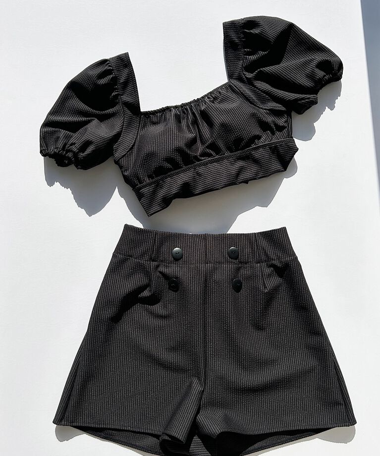 PEAK&PINE「無地ボタン付きAラインハイウエストショートパンツ」|その他|