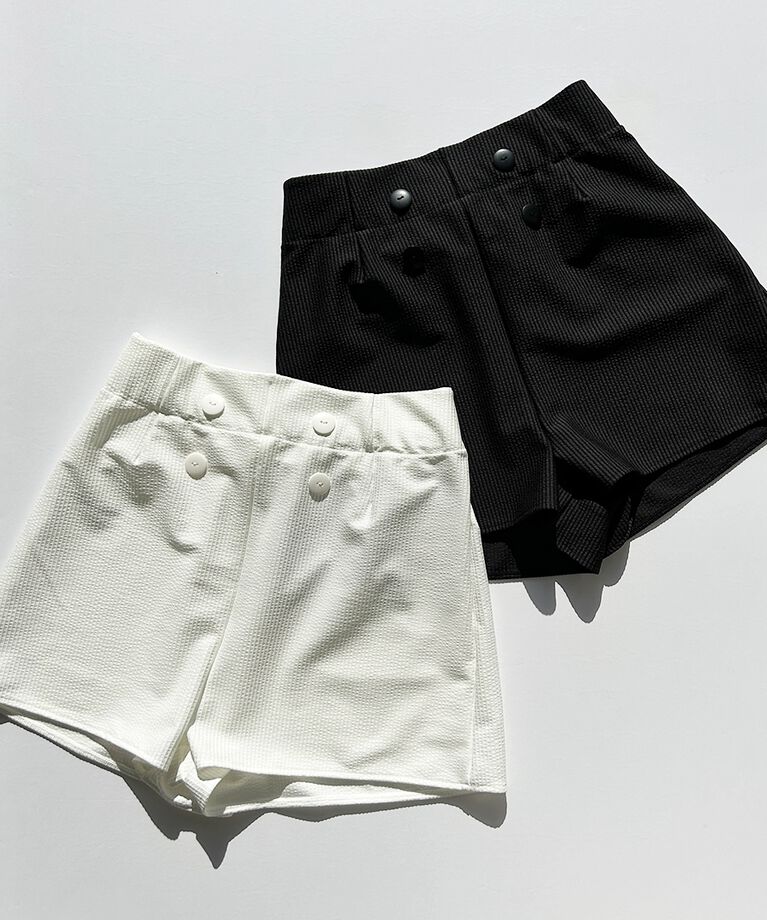 PEAK&PINE「無地ボタン付きAラインハイウエストショートパンツ」|その他|