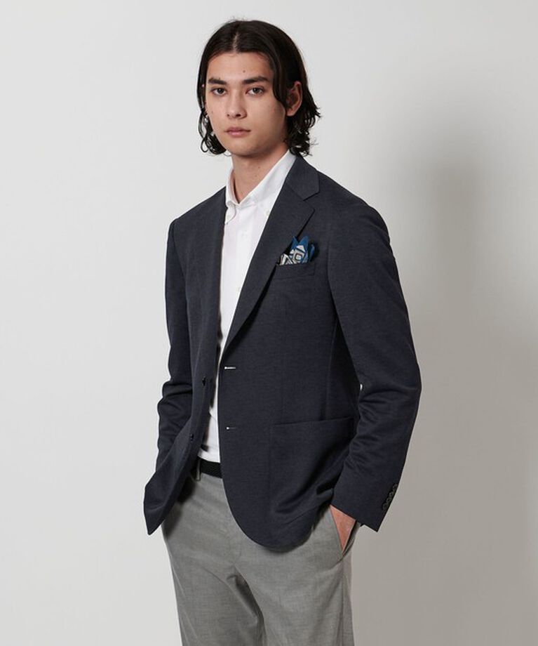 UNITED ARROWS「ハウンドトゥース ジャージ シングル 2ボタン  テーラードジャケット」|テーラードジャケット|NAVY