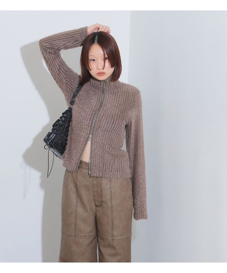 Ray BEAMS 「シャギー ハイネック ジップ カーディガン」|カーディガン|BROWN