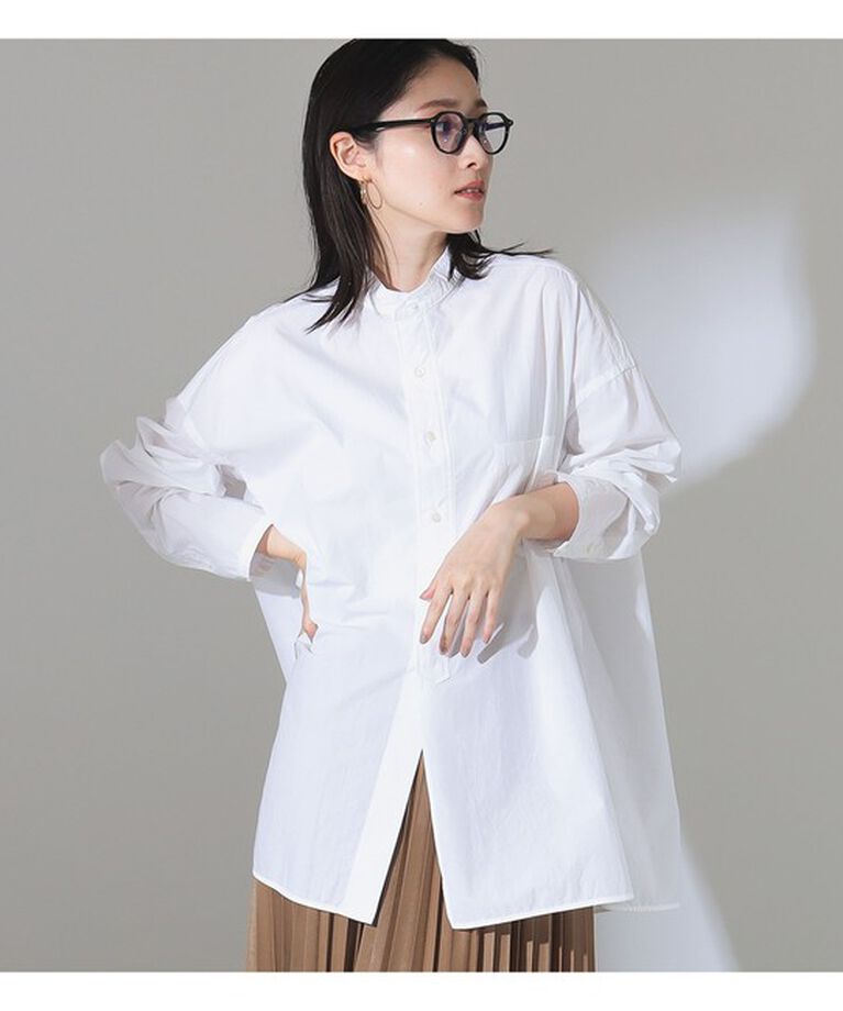 Demi-Luxe BEAMS 「TICCA / コットン スタンドネック スクエアシャツ」|シャツ・ブラウス|WHITE SOLID