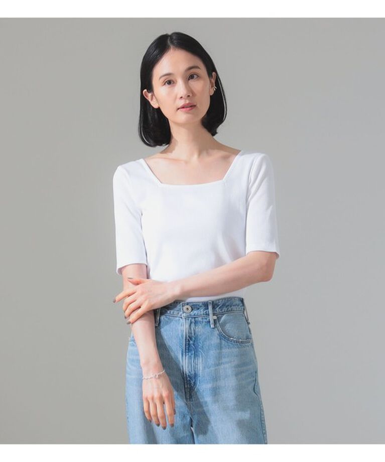 Demi-Luxe BEAMS 「【別注】スタイリスト佐藤佳菜子 × SLOANE / スクエアネック リブTシャツ」|Tシャツ・カットソー|
