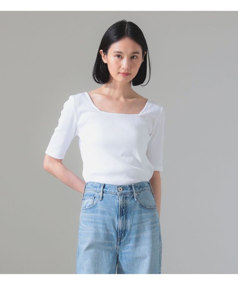 Demi-Luxe BEAMS 「【別注】スタイリスト佐藤佳菜子 × SLOANE / スクエアネック リブTシャツ」|Tシャツ・カットソー|