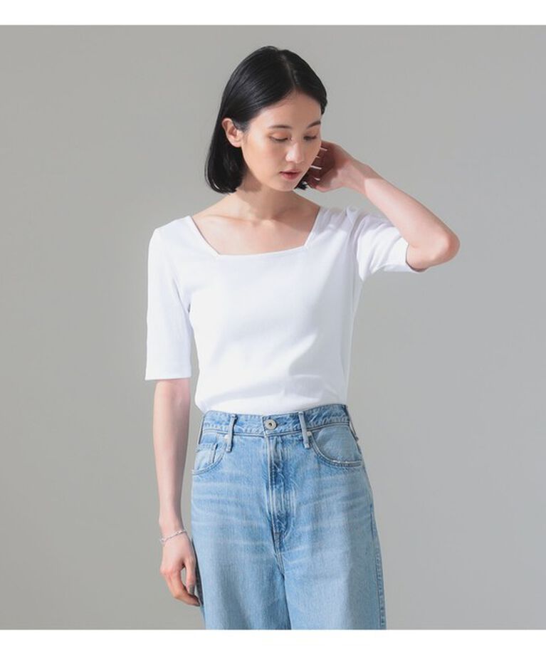 Demi-Luxe BEAMS 「【別注】スタイリスト佐藤佳菜子 × SLOANE / スクエアネック リブTシャツ」|Tシャツ・カットソー|