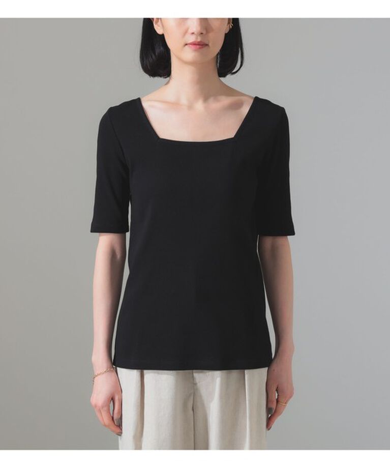 Demi-Luxe BEAMS 「【別注】スタイリスト佐藤佳菜子 × SLOANE / スクエアネック リブTシャツ」|Tシャツ・カットソー|