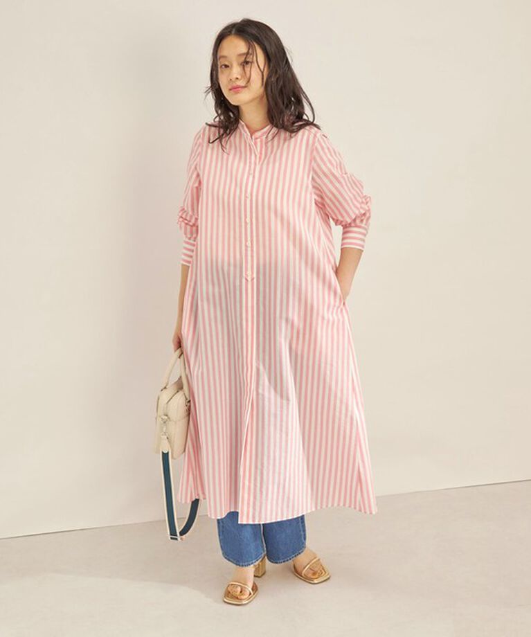 SHIPS for women「〈手洗い可能〉MANTECO カラー ストライプ ワンピース」|ワンピース|