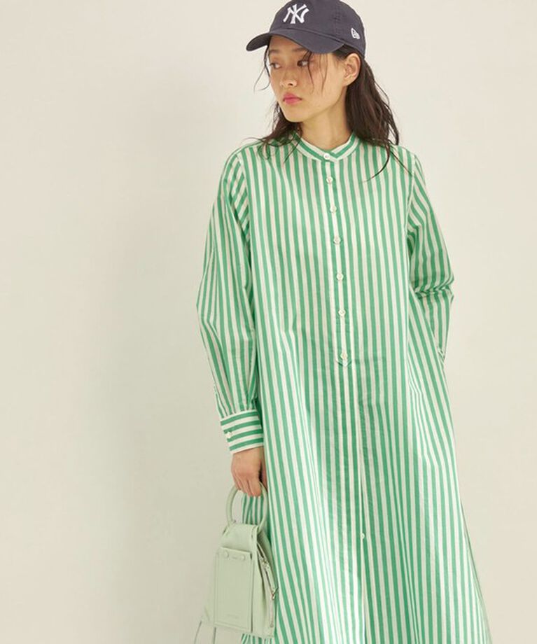 SHIPS for women「〈手洗い可能〉MANTECO カラー ストライプ ワンピース」|ワンピース|