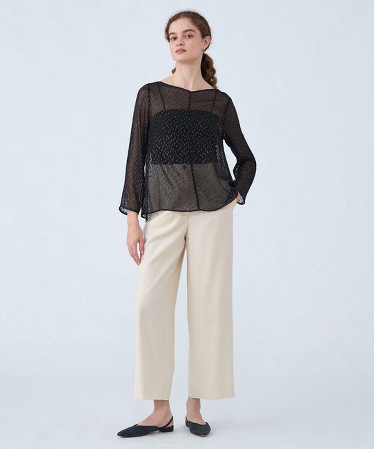 Ballsey「フォイルカットジャカード Vボートネックブラウス」|シャツ・ブラウス|