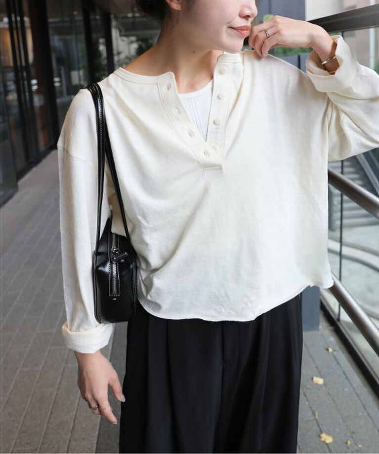 JOURNAL STANDARD「スラブクロップドヘンリー」|Tシャツ・カットソー|ホワイト B