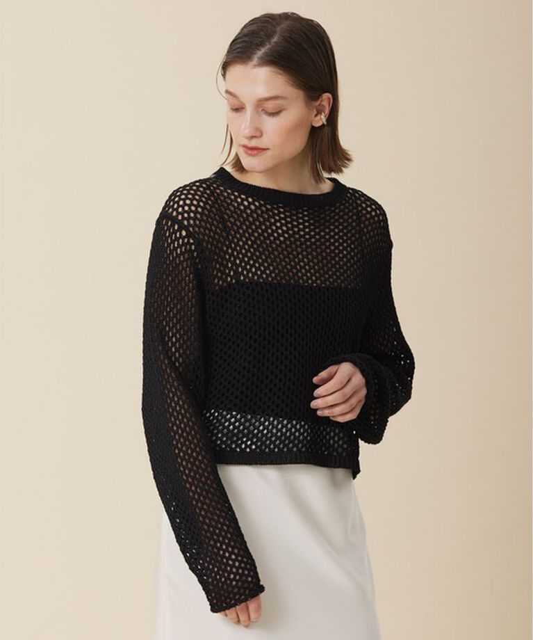 BEIGE,「【Precious 6月号掲載】GASPARD / メッシュニット」|ニット・セーター|Black